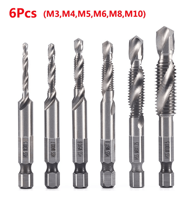 Titanium Metric Tap Drill Bit Set For Hex Shank Power Tools 20