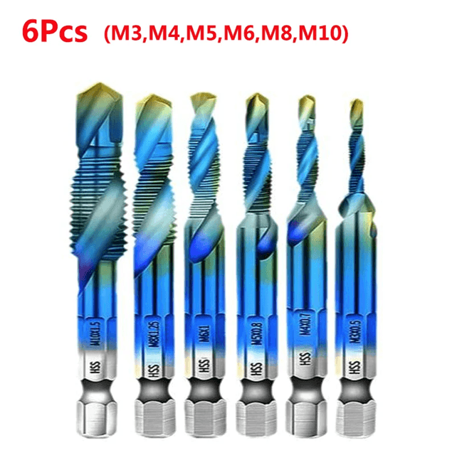 Titanium Metric Tap Drill Bit Set For Hex Shank Power Tools 21
