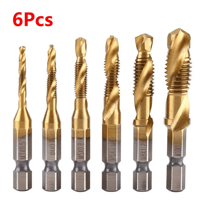 Titanium Metric Tap Drill Bit Set For Hex Shank Power Tools 22