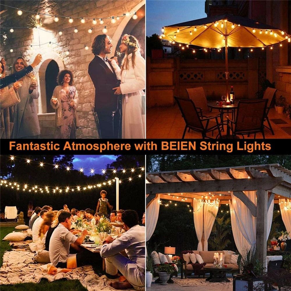 G40 Solar Powered 18ft Outdoor Patio String Lights  Dusk To Dawn Globe Lights For Yard Bistro  Deco 2