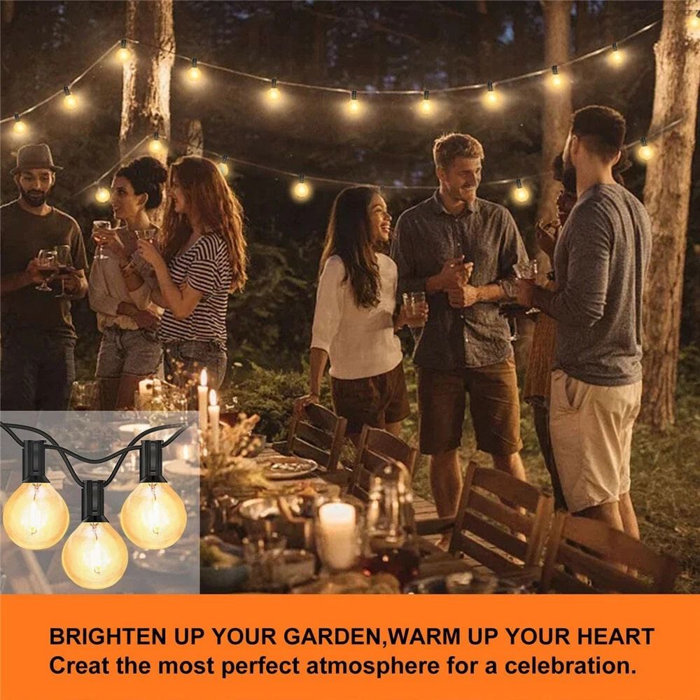 G40 Solar Powered 18ft Outdoor Patio String Lights  Dusk To Dawn Globe Lights For Yard Bistro  Deco 3