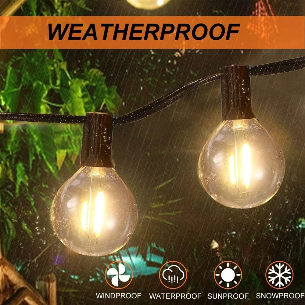G40 Solar Powered 18ft Outdoor Patio String Lights  Dusk To Dawn Globe Lights For Yard Bistro  Deco 4