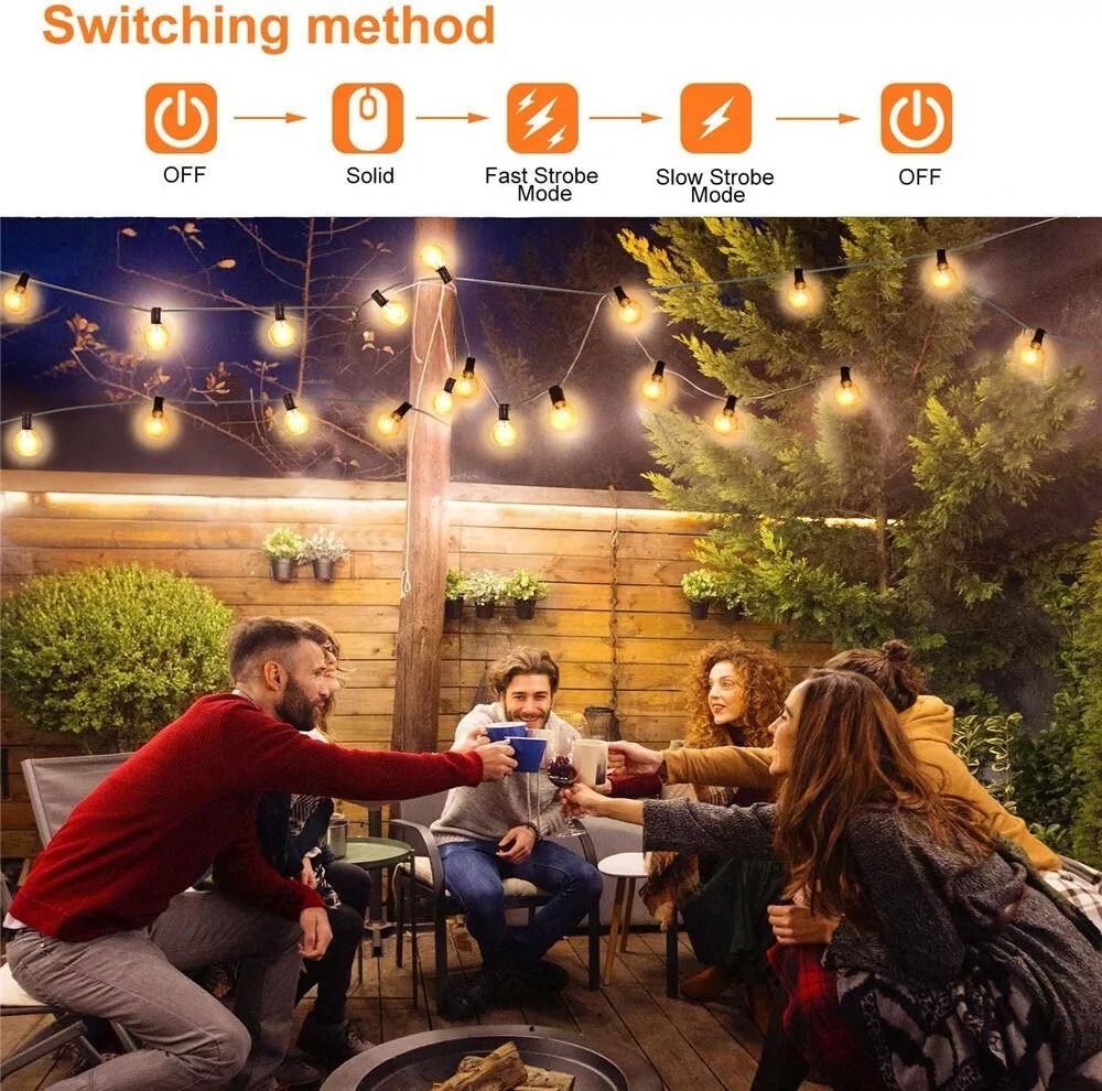 G40 Solar Powered 18ft Outdoor Patio String Lights  Dusk To Dawn Globe Lights For Yard Bistro  Deco 6