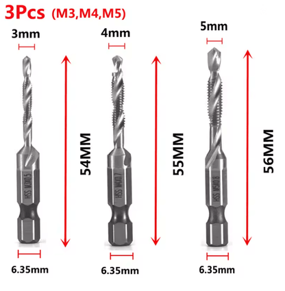 Titanium Metric Tap Drill Bit Set For Hex Shank Power Tools 17