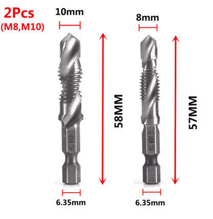 Titanium Metric Tap Drill Bit Set For Hex Shank Power Tools 14