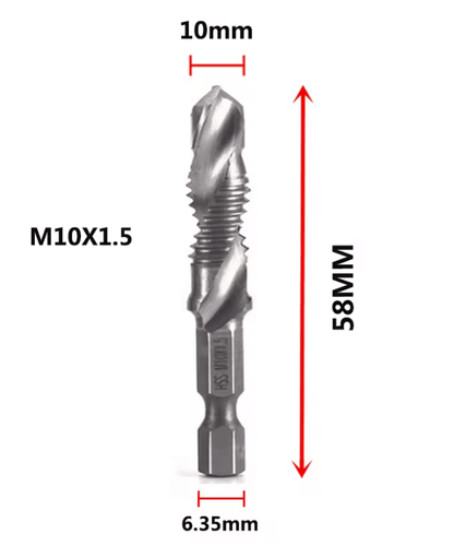 Titanium Metric Tap Drill Bit Set For Hex Shank Power Tools 8