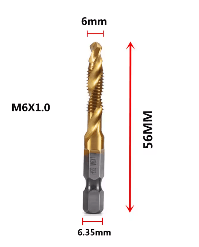 Titanium Metric Tap Drill Bit Set For Hex Shank Power Tools 6