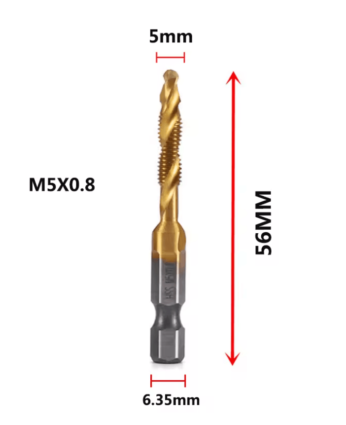 Titanium Metric Tap Drill Bit Set For Hex Shank Power Tools 5