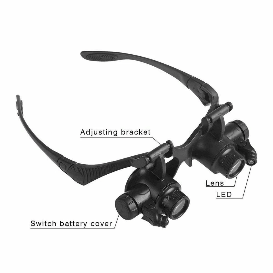 Double Lens Watch Repair Magnifier With LED Jewelry  Watchmaker Loupe ABSGlass Close Focus Precisio 2