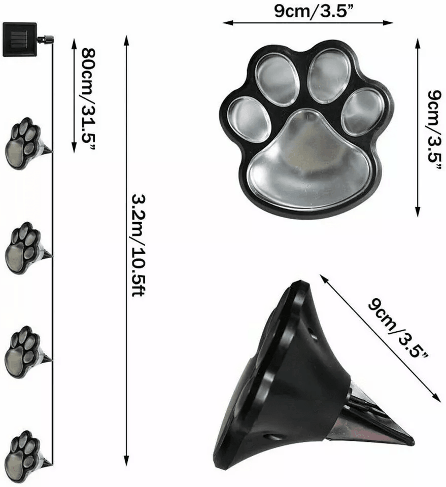 Solar Dog Animal Paw Print Lights Garden Statue Lantern LED Path Light Lamp Outdoor Yard Decoration 3
