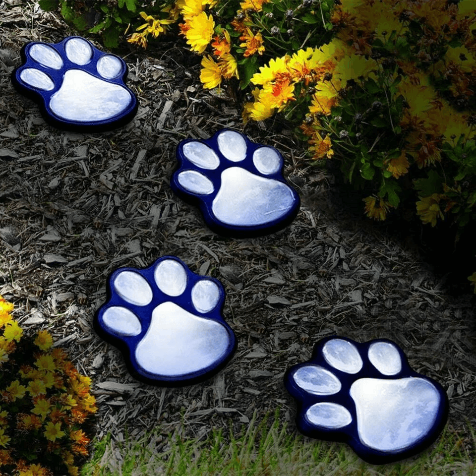 Solar Dog Animal Paw Print Lights Garden Statue Lantern LED Path Light Lamp Outdoor Yard Decoration 2
