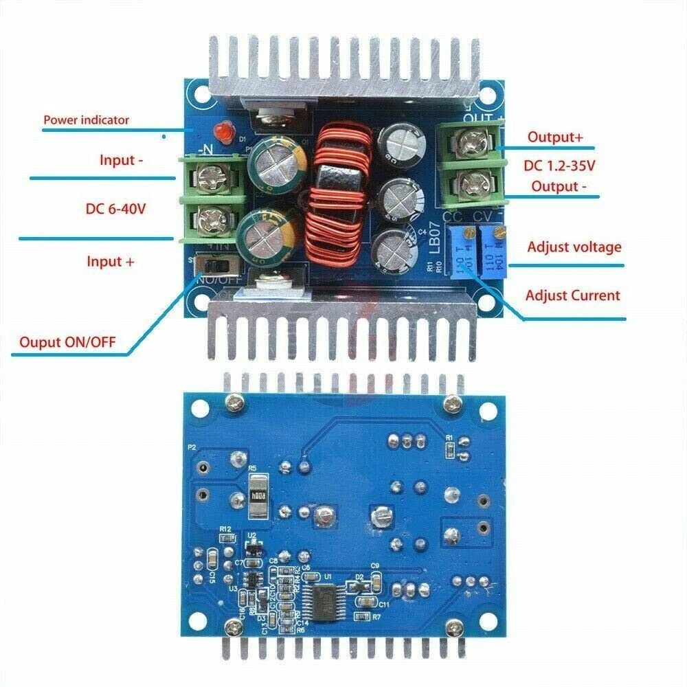 20A 300W DC Step Down Buck Converter Adjustable Voltage Current Power Supply For Charging LED Drive 2
