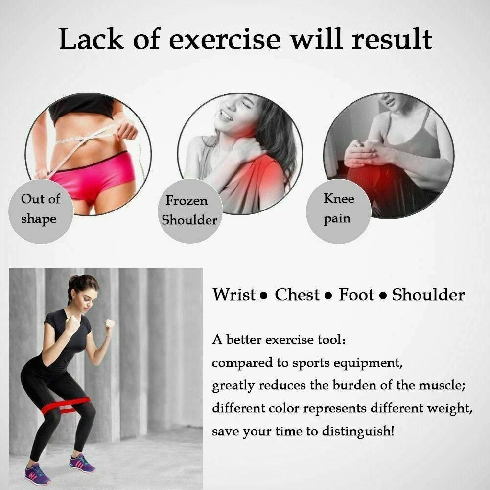 5Pack Resistance Bands Loop Set Workout CrossFit Yoga  Booty Band For Home Fitness 6