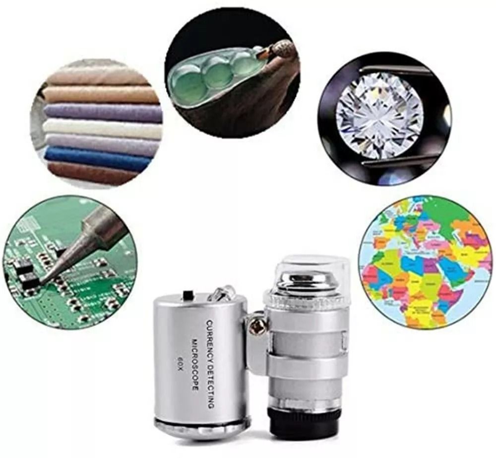 60X Magnifying Loupe With LED Light Jewelers Pocket Magnifier For Jewelry Coins Stamps UV Light For 6