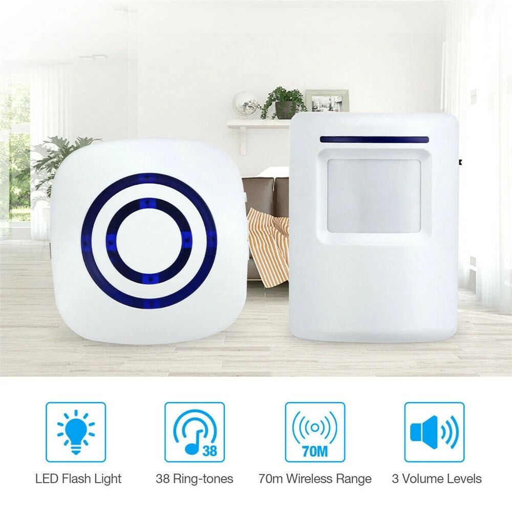Wireless Motion Sensor Alarm Door Chime 500ft Range Entry Alert with Plug-in Receiver, Gate Detector for Home Security