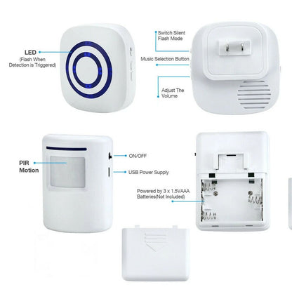 Wireless Motion Sensor Alarm Door Chime 500ft Range Entry Alert With Plugin Receiver Gate Detector  2