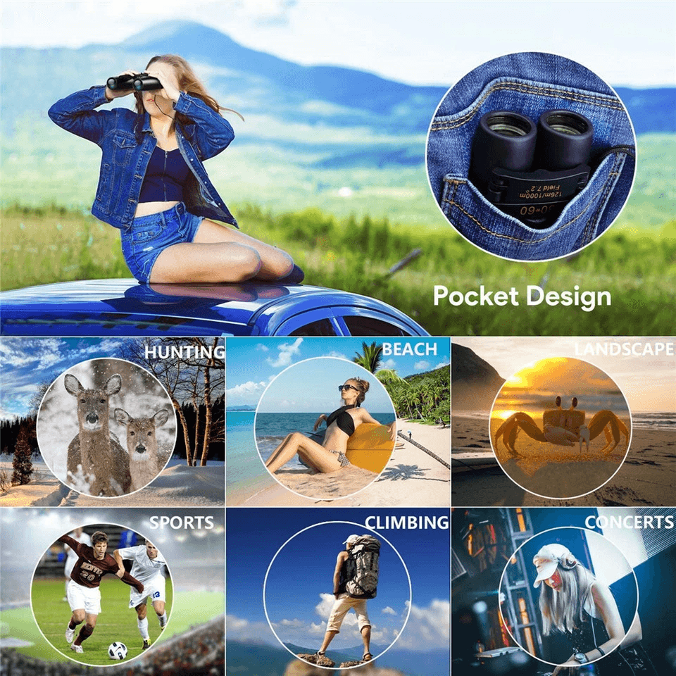 Binoculars Zoom Outdoor Travel Compact Folding Telescope For Hunting  DayNight Adventures 3