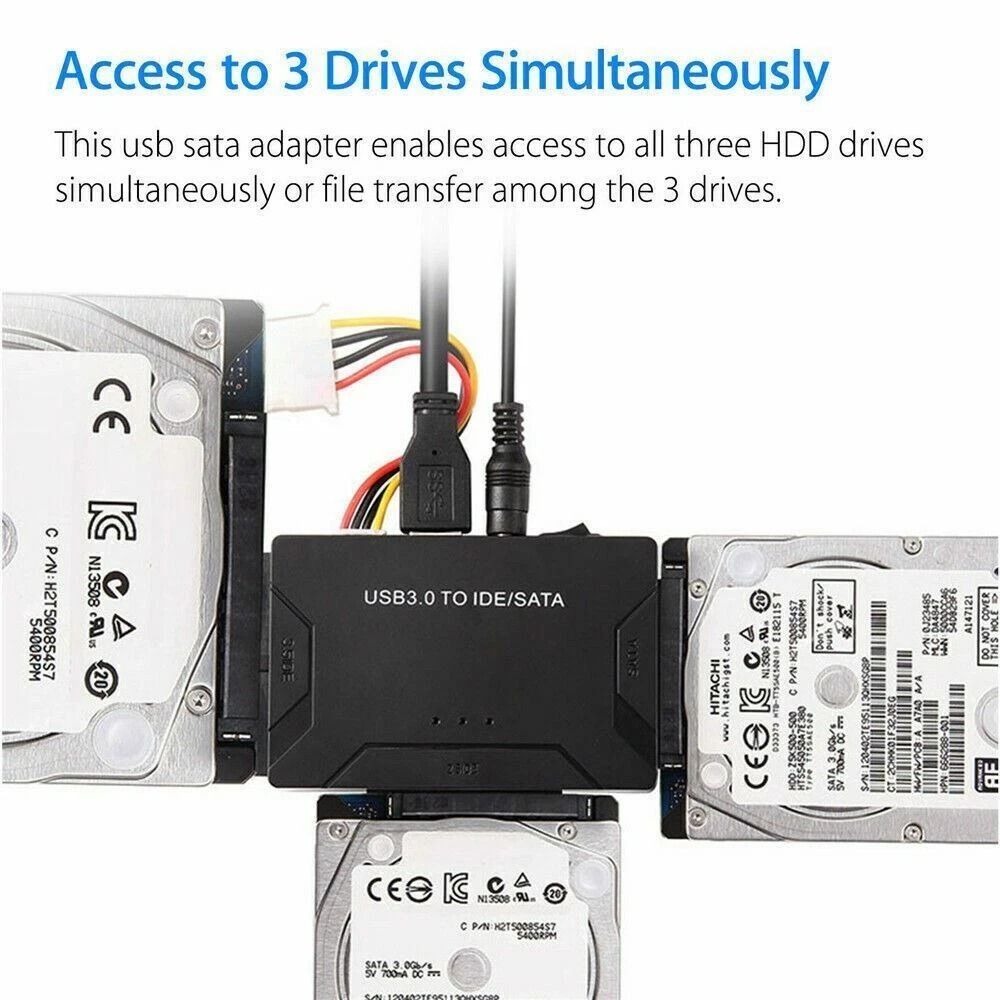USB 30 To IDE  SATA Converter  External Hard Drive Adapter Kit For 2535 HDDSSD With 5Gbps Transfer 4