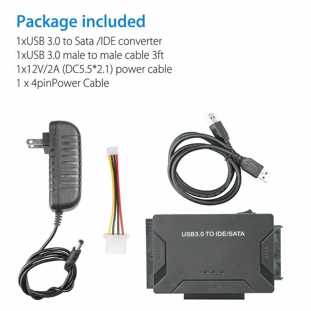 USB 30 To IDE  SATA Converter  External Hard Drive Adapter Kit For 2535 HDDSSD With 5Gbps Transfer 6