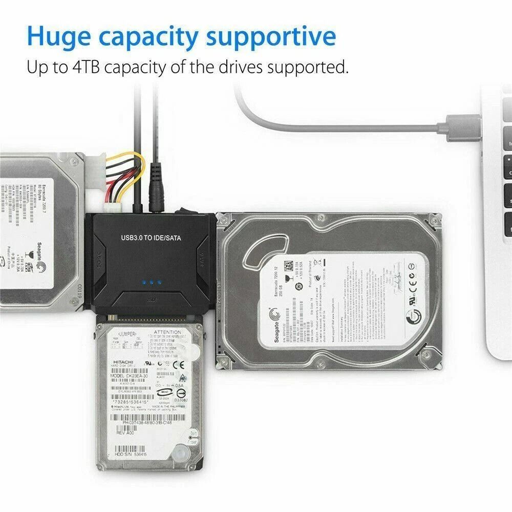 USB 30 To IDE  SATA Converter  External Hard Drive Adapter Kit For 2535 HDDSSD With 5Gbps Transfer 10