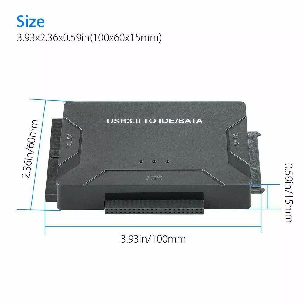 USB 30 To IDE  SATA Converter  External Hard Drive Adapter Kit For 2535 HDDSSD With 5Gbps Transfer 7