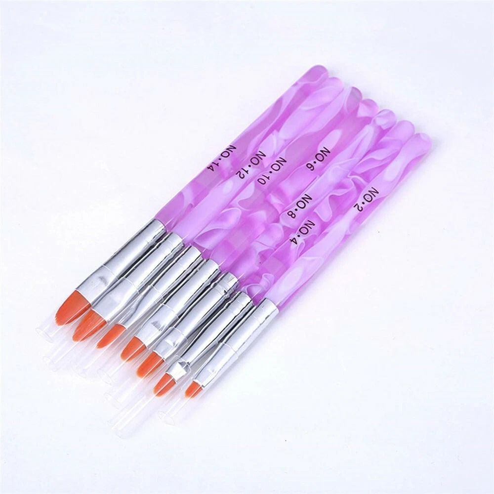 7Pcs Acrylic Nail Art Pen SetUV Builder Gel Painting Brushes For Professional Manicures  Nail Tips  1