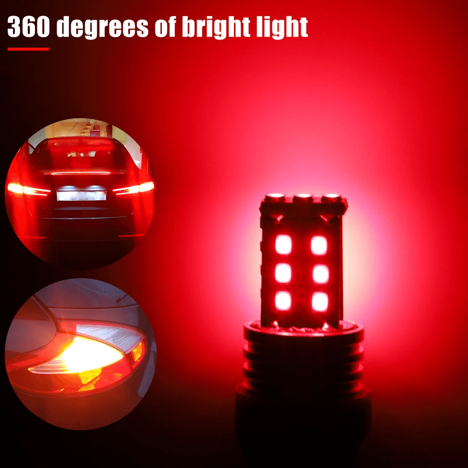 LED Red Strobe Brake Tail Parking Lights Flashing Stop Bulbs Brighter Plug Play With Heat Dissipati 2