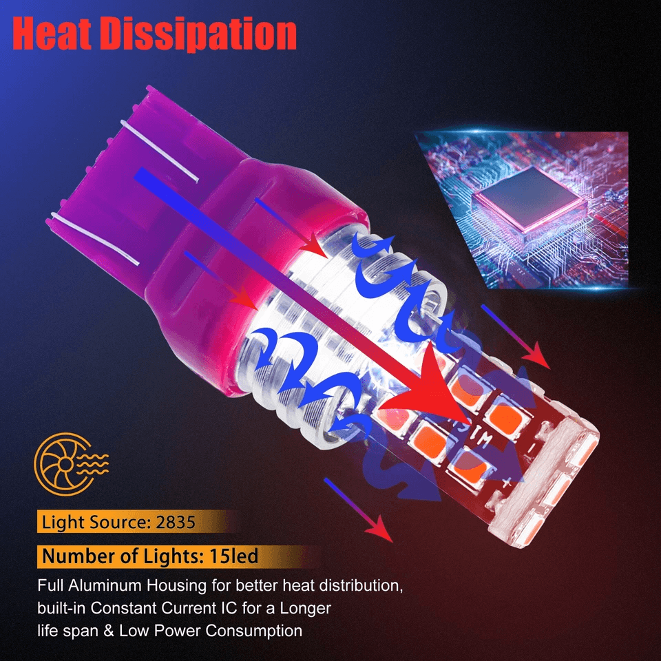 LED Red Strobe Brake Tail Parking Lights Flashing Stop Bulbs Brighter Plug Play With Heat Dissipati 6