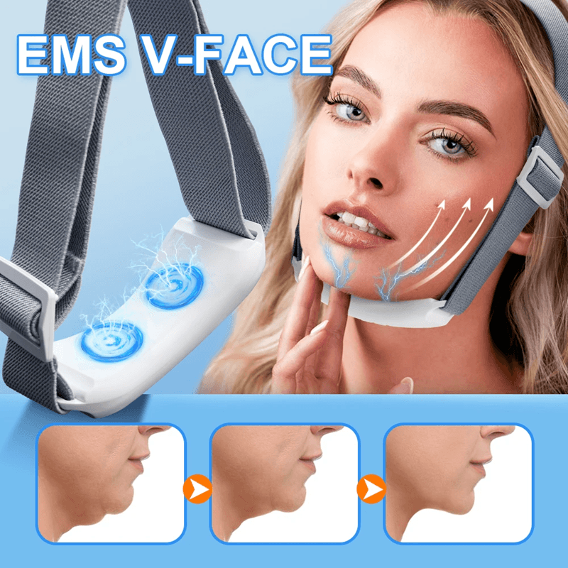 EMS Face Lifting Massager – Microcurrent V Face Lift Device for Wrinkle Reduction and Double Chin Removal
