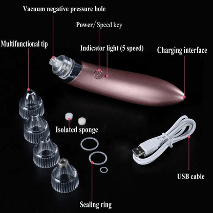 Electric Facial Skin Care Pore Blackhead Cleaner Remover Vacuum Professional Acne Cleanser  Comedon 3