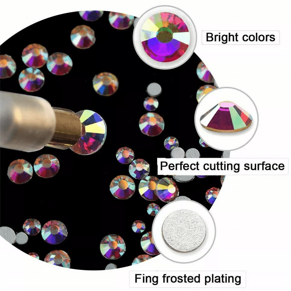 Mix Gems Rhinestones For Nail Art Craft Kit With Picking Up Pen  Stainless Steel Tweezer Crystal St