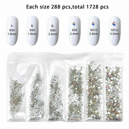 Mix Gems Rhinestones For Nail Art Craft Kit With Picking Up Pen  Stainless Steel Tweezer Crystal St