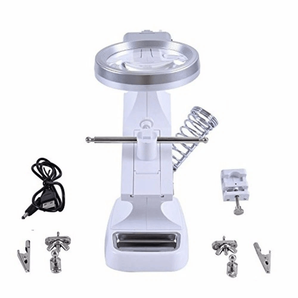Premium Third Hand Soldering Iron Stand Holder With Magnifier Adjustable Helping Station Tool For P 5