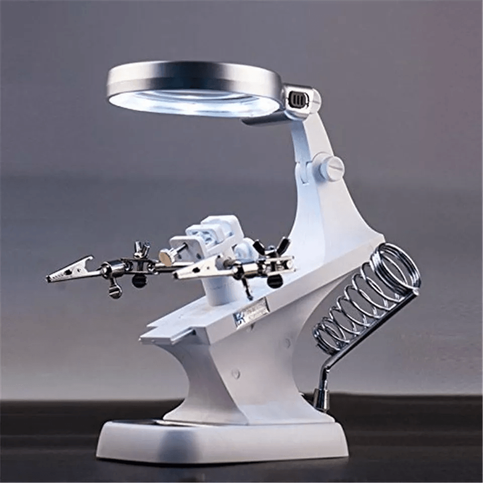Premium Third Hand Soldering Iron Stand Holder With Magnifier Adjustable Helping Station Tool For P 7