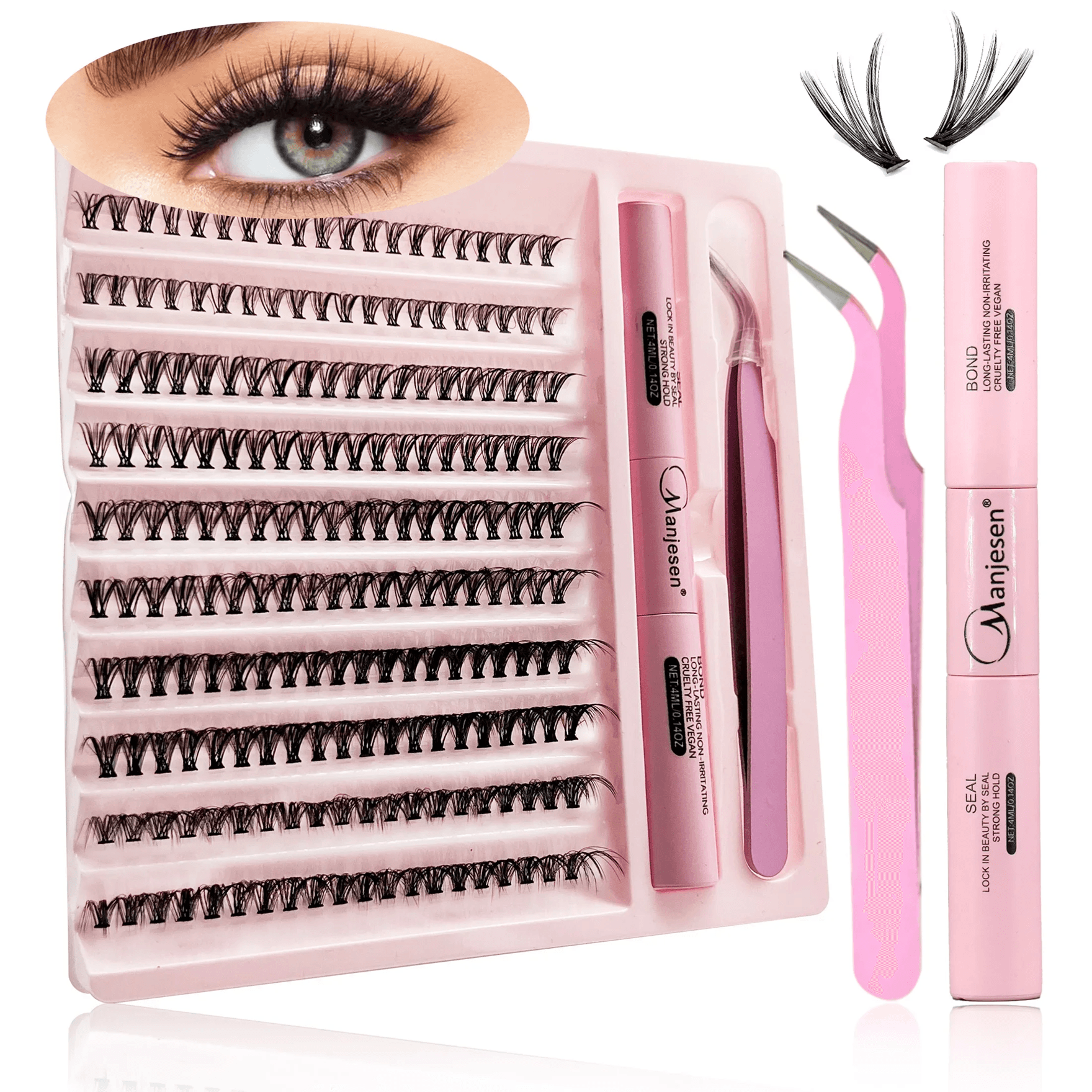 DIY Lash Extension Kit – 200 Piece Cluster Lashes with Bond and Seal for At Home Use
