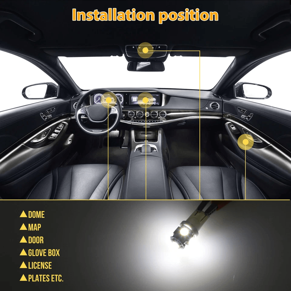 Car Interior LED Map Dome Door Trunk License Plate Lights Xenon White Upgrade Kit 3