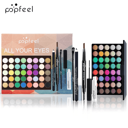 POPFEEL Eye Makeup Set  Eyeshadow Palette Eyeliner Mascara And Eyebrow Pencil Gift Kit For Women 1