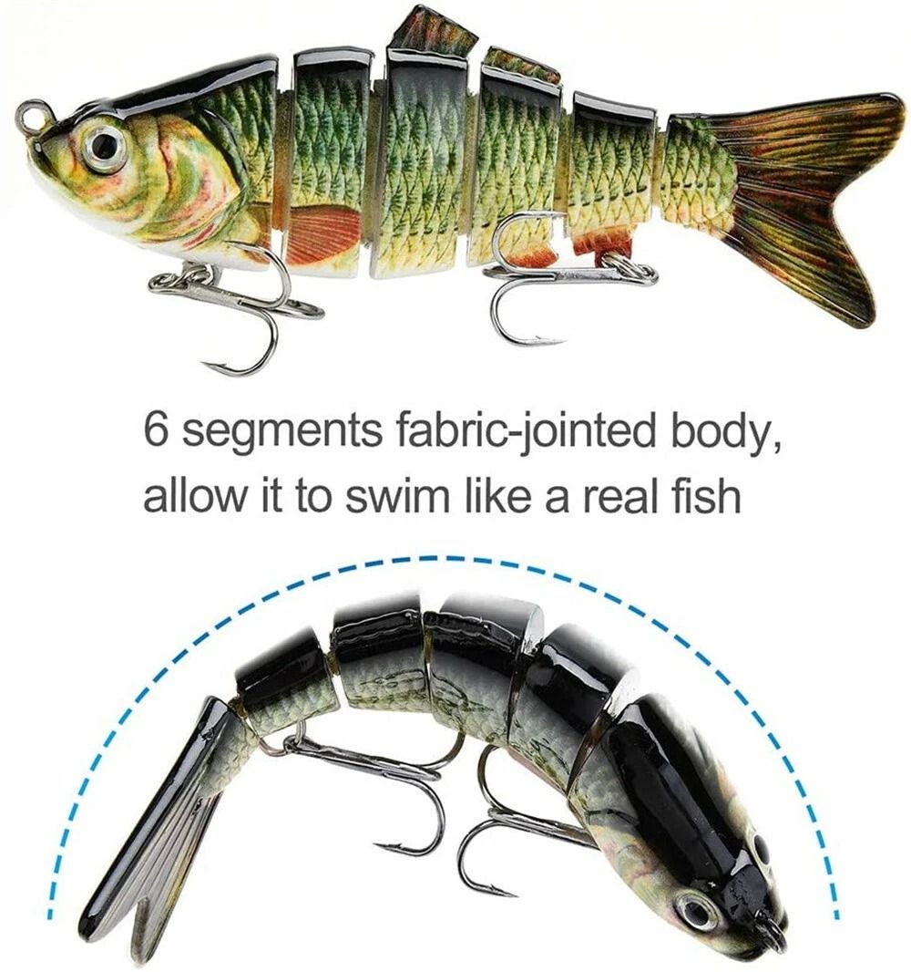 5PCS Lifelike Eyes 6Segment Bionic Bait With Treble Hooks Realistic Crucian Carp Fishing Lure For B 7