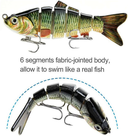 5PCS Lifelike Eyes 6Segment Bionic Bait With Treble Hooks Realistic Crucian Carp Fishing Lure For B 7