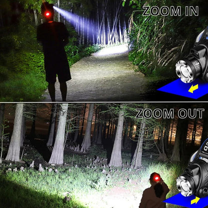 UltraBright 25000LM LED Headlamp Rechargeable Head Torch Zoomable Headlight For Camping  Hiking 1