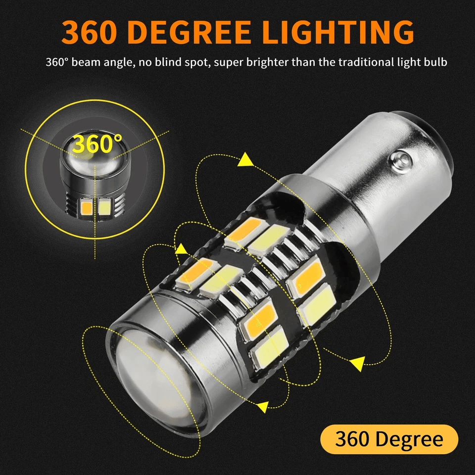 LED WhiteAmber DRL Switchback Turn Signal  Parking Light Indicator Bulbs Dual Color High Visibility 3