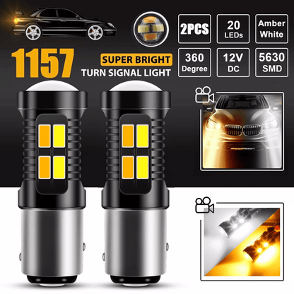 LED White/Amber DRL Switchback Turn Signal & Parking Light Indicator Bulbs, Dual Color High Visibility