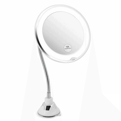 Gooseneck Magnifying Makeup Mirror with LED Light, Adjustable Magnification Bathroom Vanity Mirror for Precise Makeup