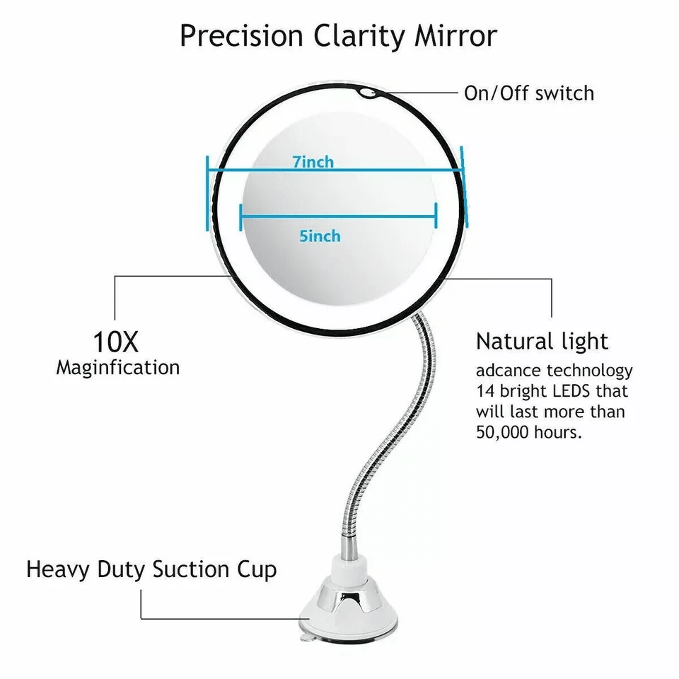 Gooseneck Magnifying Makeup Mirror With LED Light Adjustable Magnification Bathroom Vanity Mirror F 1