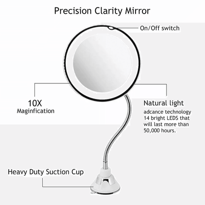 Gooseneck Magnifying Makeup Mirror With LED Light Adjustable Magnification Bathroom Vanity Mirror F 5