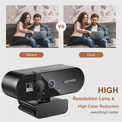 2K HD Webcam with Microphone & Ring Light Autofocus Pro Computer Camera for Gaming, Streaming, and Conferencing