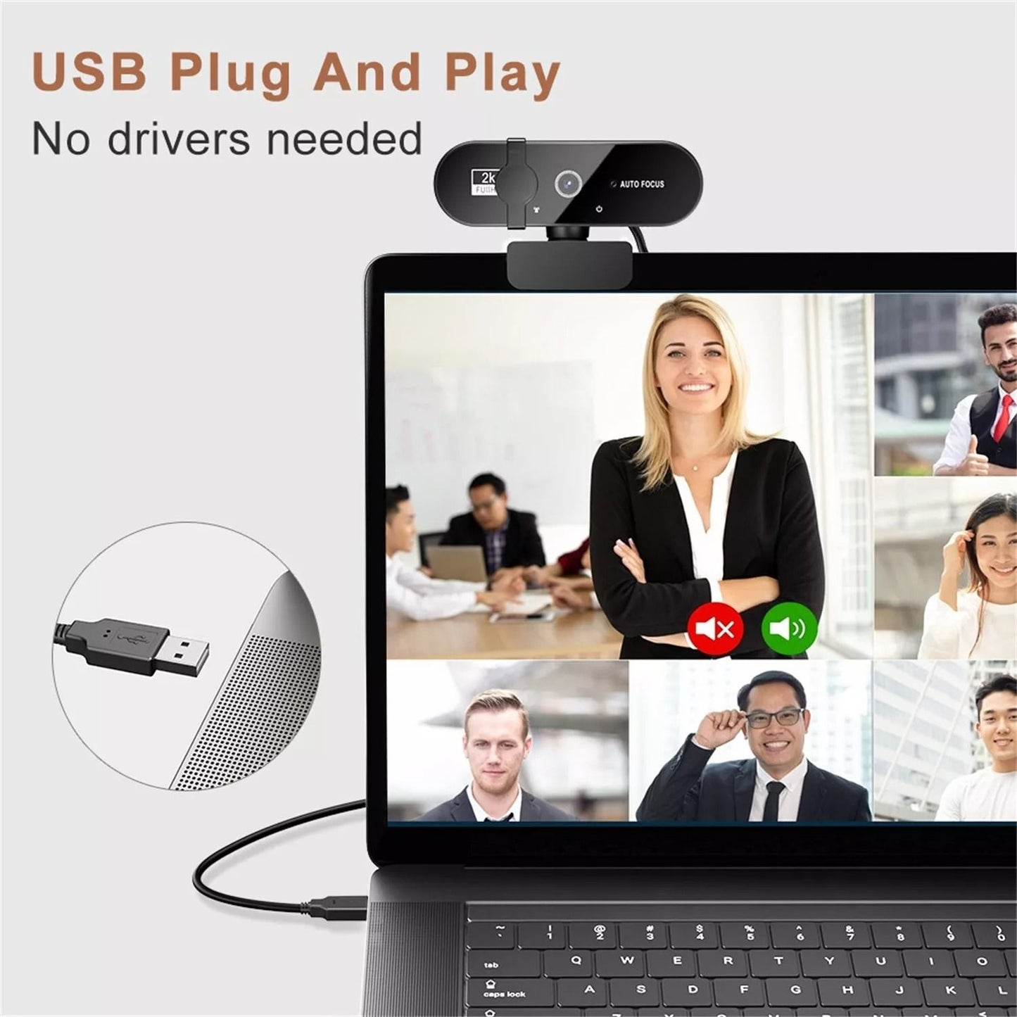 2K HD Webcam With Microphone  Ring Light Autofocus Pro Computer Camera For Gaming Streaming And Con 2