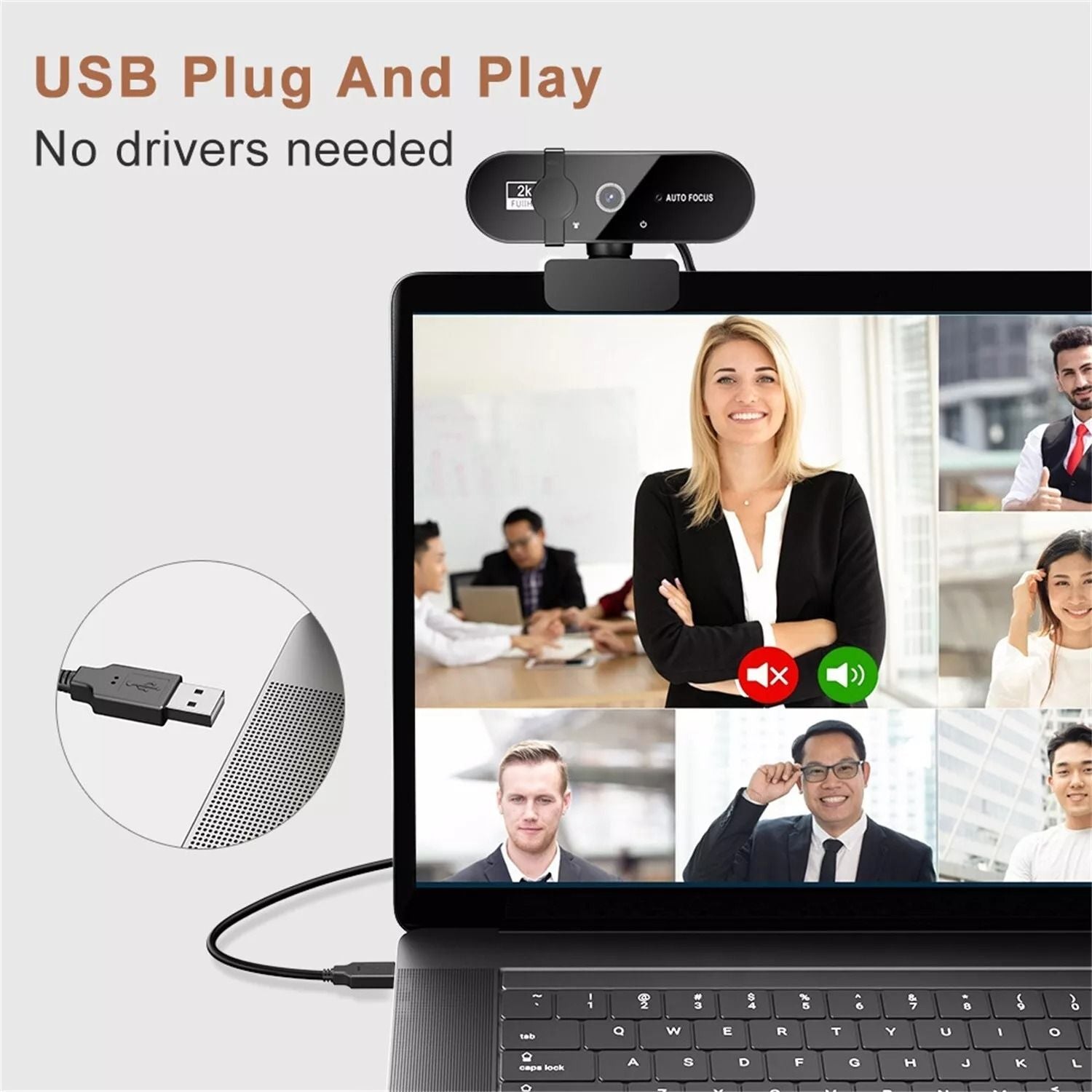 2K HD Webcam With Microphone  Ring Light Autofocus Pro Computer Camera For Gaming Streaming And Con 2