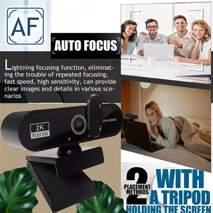 2K HD Webcam With Microphone  Ring Light Autofocus Pro Computer Camera For Gaming Streaming And Con 4