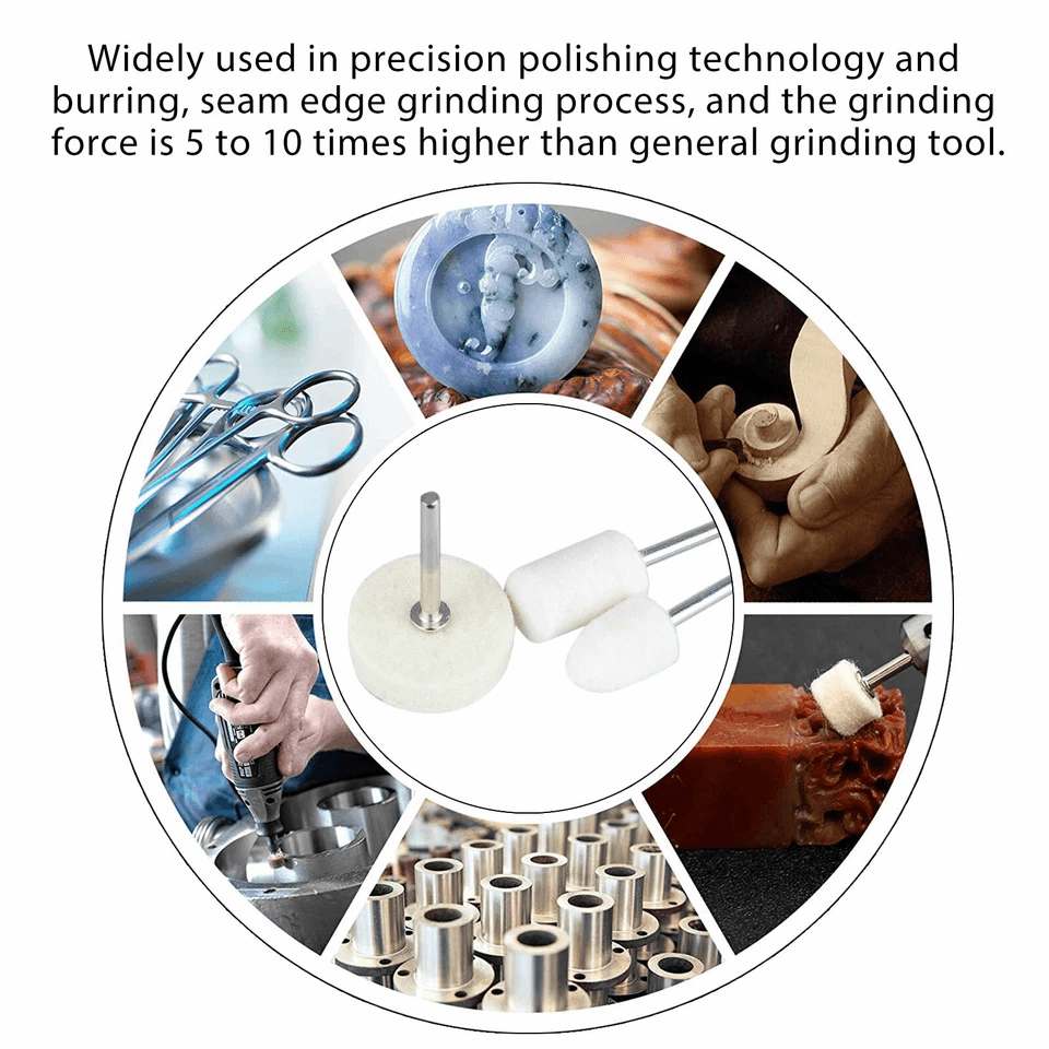 Wool Felt Buffing Polishing Pads Wheel Set For Dremel Grinder Precision Metal  Jewelry Polishing Ac 5